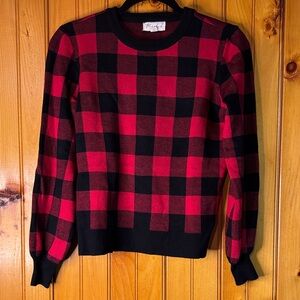 Marled Red and Black Checkered Sweater